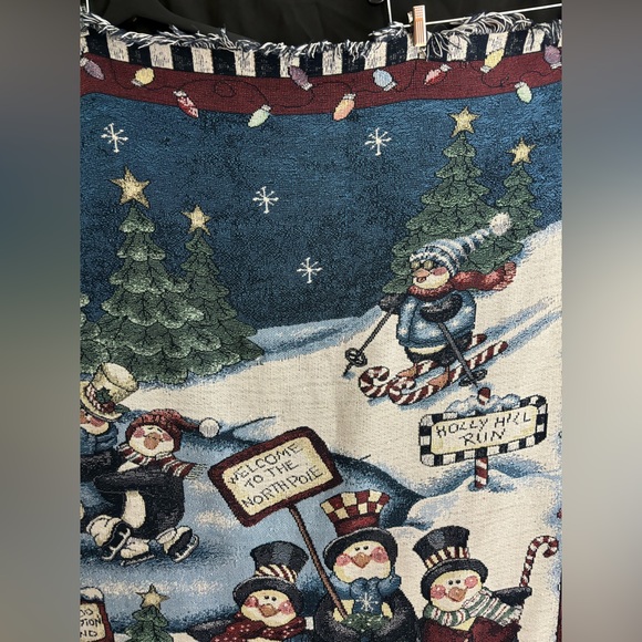 Sandy Gore Evans Penguins Promenade Tapestry Throw Christmas Blanket - Picture 3 of 6